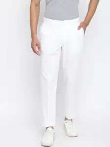 Fabindia Men White Easy Wash Cotton Regular Trousers