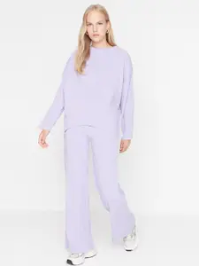 Trendyol Women Acrylic Lavender Top with Trouser