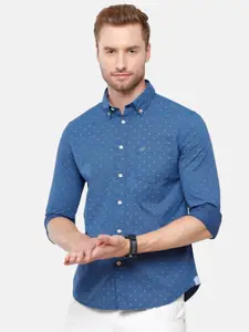 Double Two Men Navy Blue Slim Fit Printed Casual Shirt