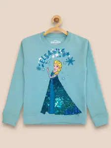 Kids Ville Girls Blue Frozen Embellished Sweatshirt