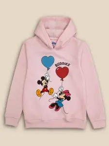 Kids Ville Girls Pink Minnie Printed Hooded Sweatshirts