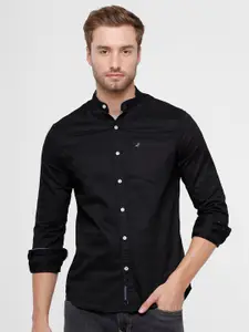 Double Two Men Black Slim Fit Casual Shirt
