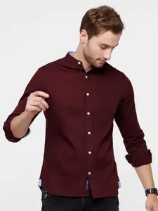 Double Two Men Maroon Slim Fit Casual Shirt