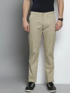 Tommy Hilfiger Men Beige Solid Cotton Trousers