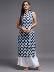 KALINI Women Blue Printed Floral Cotton Kurta