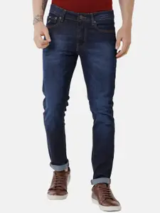 Double Two Men Blue Lean Slim Fit Low-Rise Light Fade Stretchable Jeans