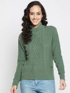 Duke Women Green Cable Knit Pullover
