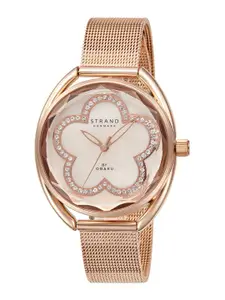 STRAND BY OBAKU Women Rose Gold-Toned Embellished Dial & Rose Gold Toned Watch S734LXVVMV
