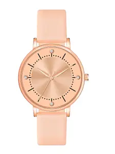 Shocknshop Women Pink Dial & Pink Leather Straps Analogue Watch