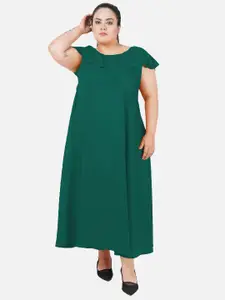 Indietoga Plus Size Women Solid Crepe A-Line Maxi Dress