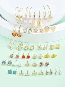 Zaveri Pearls Set Of 25 Contemporary Studs Earrings
