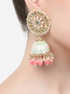 Zaveri Pearls Pink Contemporary Jhumkas Earrings