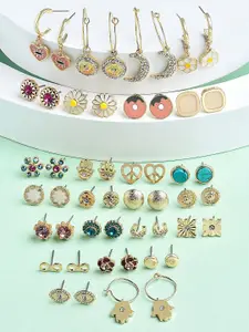 Zaveri Pearls Multicoloured Set of 25 Contemporary Stud Earrings