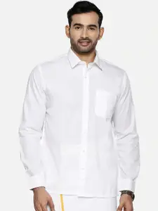Ramraj Men White Solid Pure Cotton Formal Shirt