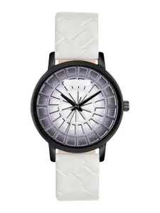 Shocknshop Women White Printed Dial & White Leather Straps Analogue Watch MT507