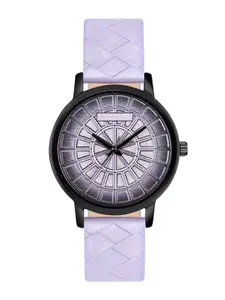 Shocknshop Women Lavender Dial & Purple Leather Textured Straps Analogue Watch MT509