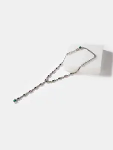 SHAYA Women Green & Maroon Sterling Silver Oxidised  925 Silver Necklace