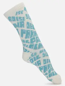 FOREVER 21 Men Blue & White Printed Above Ankle Length Socks