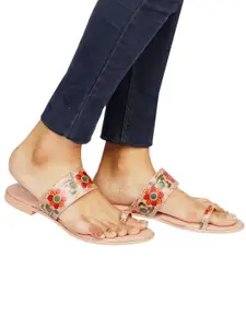 XE Looks Women Pink Printed One Toe Flats with Bows