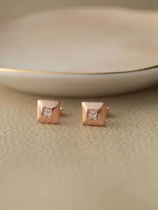 MANNASH 925 Sterling Silver Rose Gold Plated Square Studs