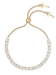 Ted Baker Women Gold-Toned & White Brass Crystals Bangle-Style Bracelet