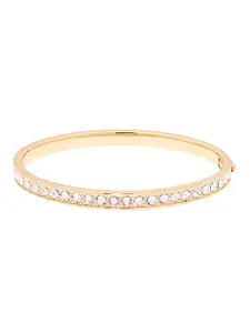 Ted Baker Women Gold-Toned & White Brass Crystals Bangle-Style Bracelet
