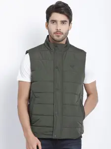 t-base Men Green Windcheater Puffer Jacket