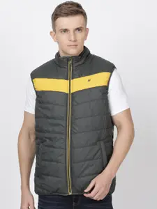 t-base Men Olive Green & Yellow  Insulator Puffer Jacket