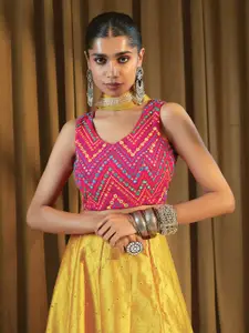 Soch Women Pink Embroidered & Sequinned Saree Blouse