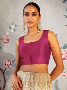 Soch Women Pink Solid Readymade Saree Blouse