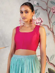 Soch Women Pink Solid Saree Blouse