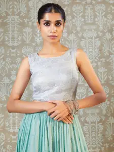 Soch Silver Zari Woven Saree Blouse