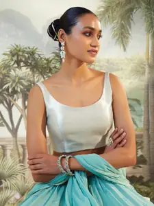 Soch Silver Colour Solid Saree Blouse