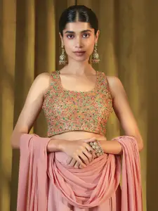 Soch Women Beige Embellished Saree Blouse