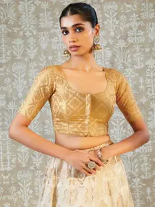 Soch Golden Woven Design Saree Blouse