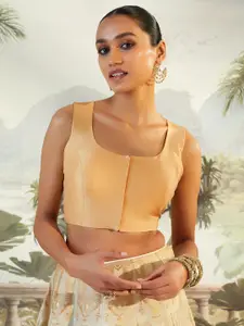 Soch Gold-Toned Solid Silk Saree Blouse