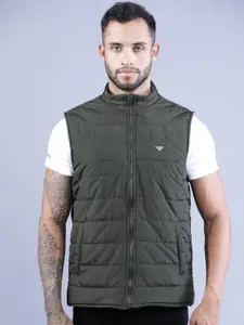 t-base Men Solid Windcheater Padded Jacket