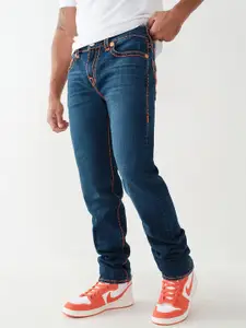 True Religion Men Super T Rocco Slim Fit Low Distress Light Fade Jeans