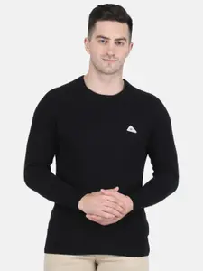Monte Carlo Men Black Ribbed Pullover Sweater