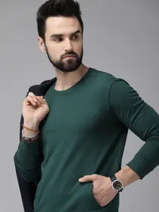 Roadster Men Teal Green Solid Sweatshirt