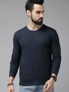 Roadster Men Navy Blue Solid Sweatshirt