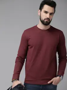 Roadster Men Burgundy Solid Sweatshirt