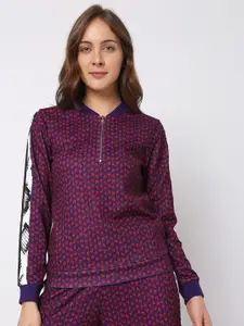 Vero Moda Women Purple Printed Sweatshirt
