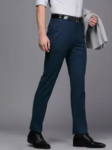 Louis Philippe Men Navy Blue Slim Fit Formal Trousers