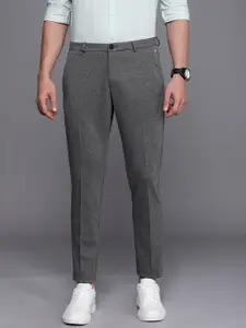 Louis Philippe Ath.Work Louis Philippe Ath. Work Men Charcoal Grey Checked Tapered Fit Trousers