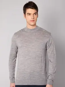 Cantabil Men Grey Melange Solid Pullover