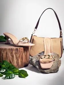 Rocia Nude-Coloured Embellished Block Peep Toes