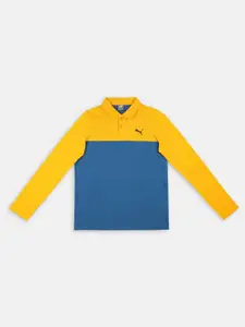 Puma Boys Colourblocked Polo Collar Regular Fit T-shirt
