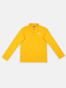 Puma Boys Yellow Long sleeve Boy's Polo Cotton Solid T-shirts