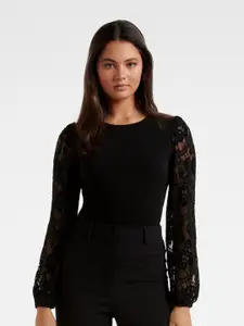 Forever New Women Black Lace Top